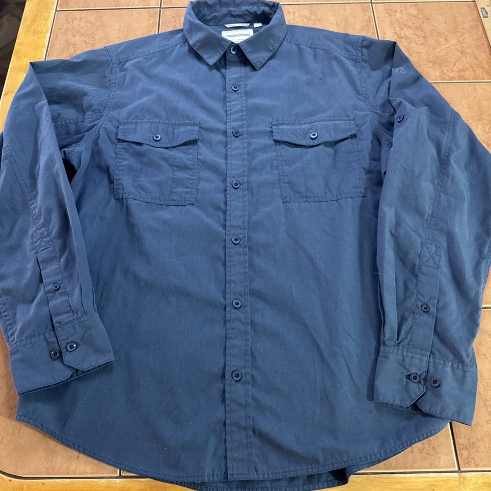 Craghoppers Solarshield Shirt Mens XL Brown Hiking Travel Outdoor Long Sleeve